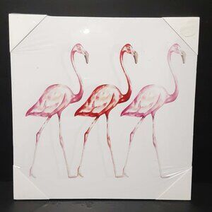 Flamingo Trio Wall Art Decor  11"x11" NEW